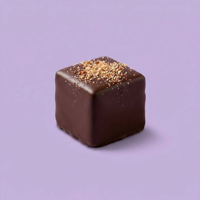 Belly Love Double Choc Brownie – Nahaufnahme Schokoladen-Brownie mit Mandeln, industriezuckerfrei