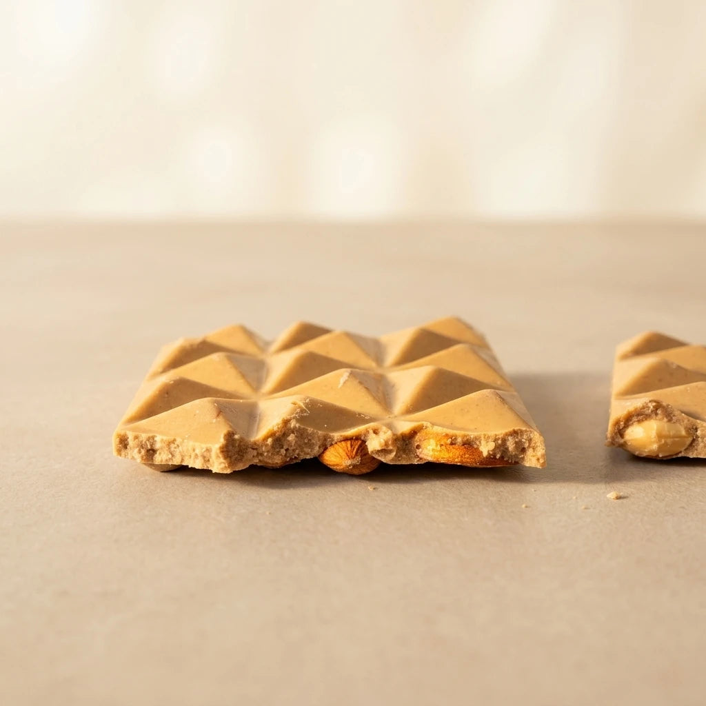 Belly Love Blonde Cashew Almond – Anschnitt mit Mandeln im Inneren, bio
