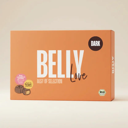 Produktfoto Selektion Belly Love Best of mit 24 Pralinen in dunkler Schokolade | vegan | bio | zuckerreduziert 