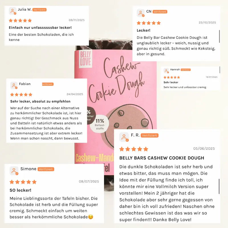 Bewertungen zur Tafel Cookie Dough von Belly Love