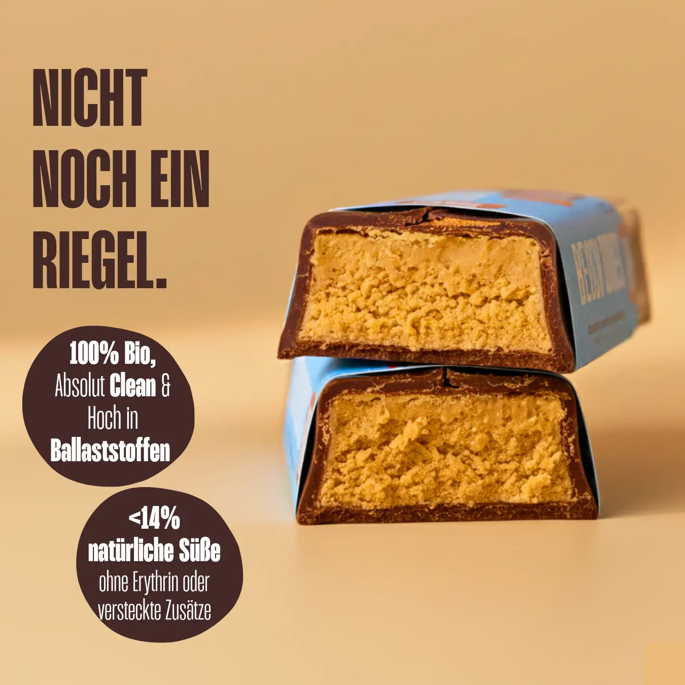 Belly Love Belly Buddies M!lk aufgeschnitten – cremiger Bio-Riegel, 100 % clean, ballaststoffreich und mit <15 % natürlicher Süße.