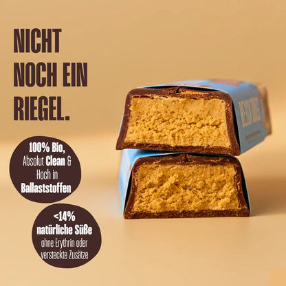 Belly Love Belly Buddies M!lk aufgeschnitten – cremige Bio-Alternative zu Schokoriegel, clean, ballaststoffreich, mit natürlicher Süße, zuckerreduziert.