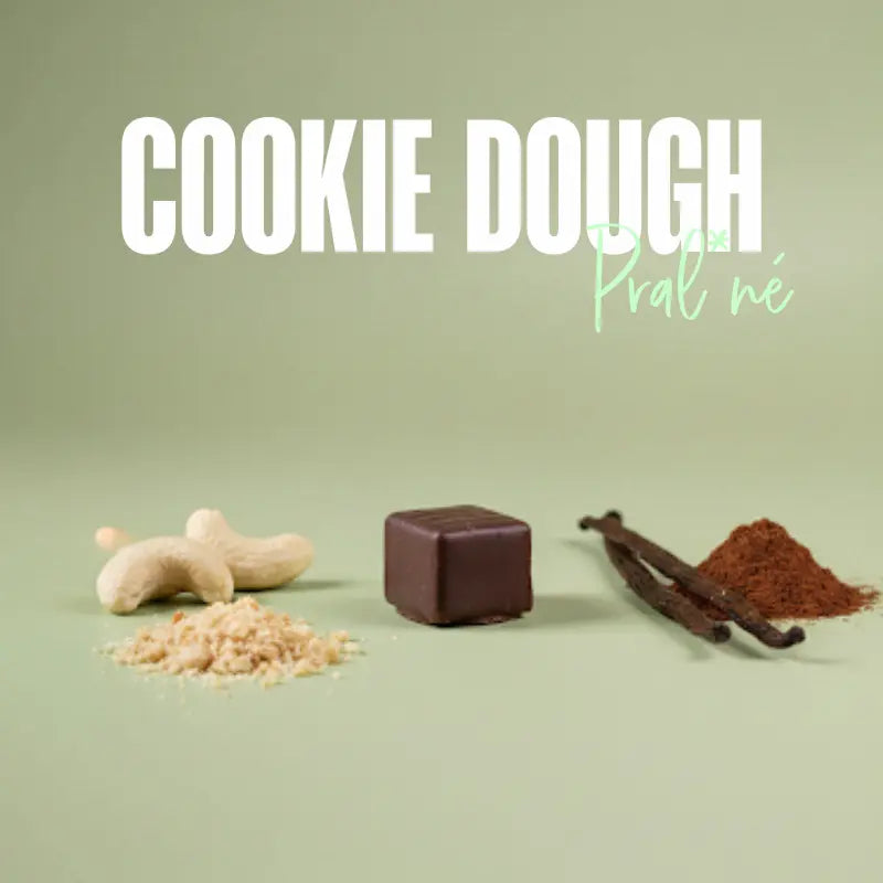 Cookie Dough Praliné von Belly Love – vegane Bio-Praline mit Cashew, Vanille und natürlicher Süße aus Erdmandeln und Yacon.